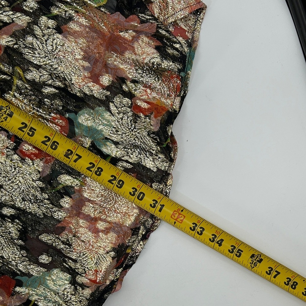 June + Vie Metallic Floral Blouse 2X Boho Peasant Top Shimmering Artsy Luxe - Picture 6 of 9